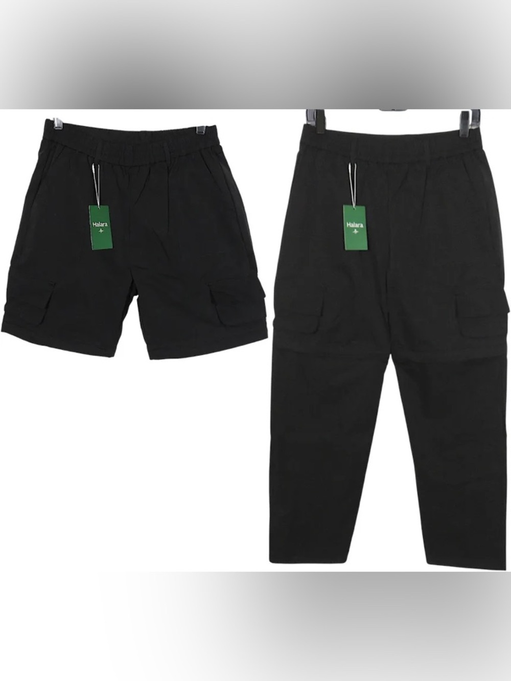 Halara Women’s Converible Zip Off Legs Cargo Black Pants - Shorts MSRP $67